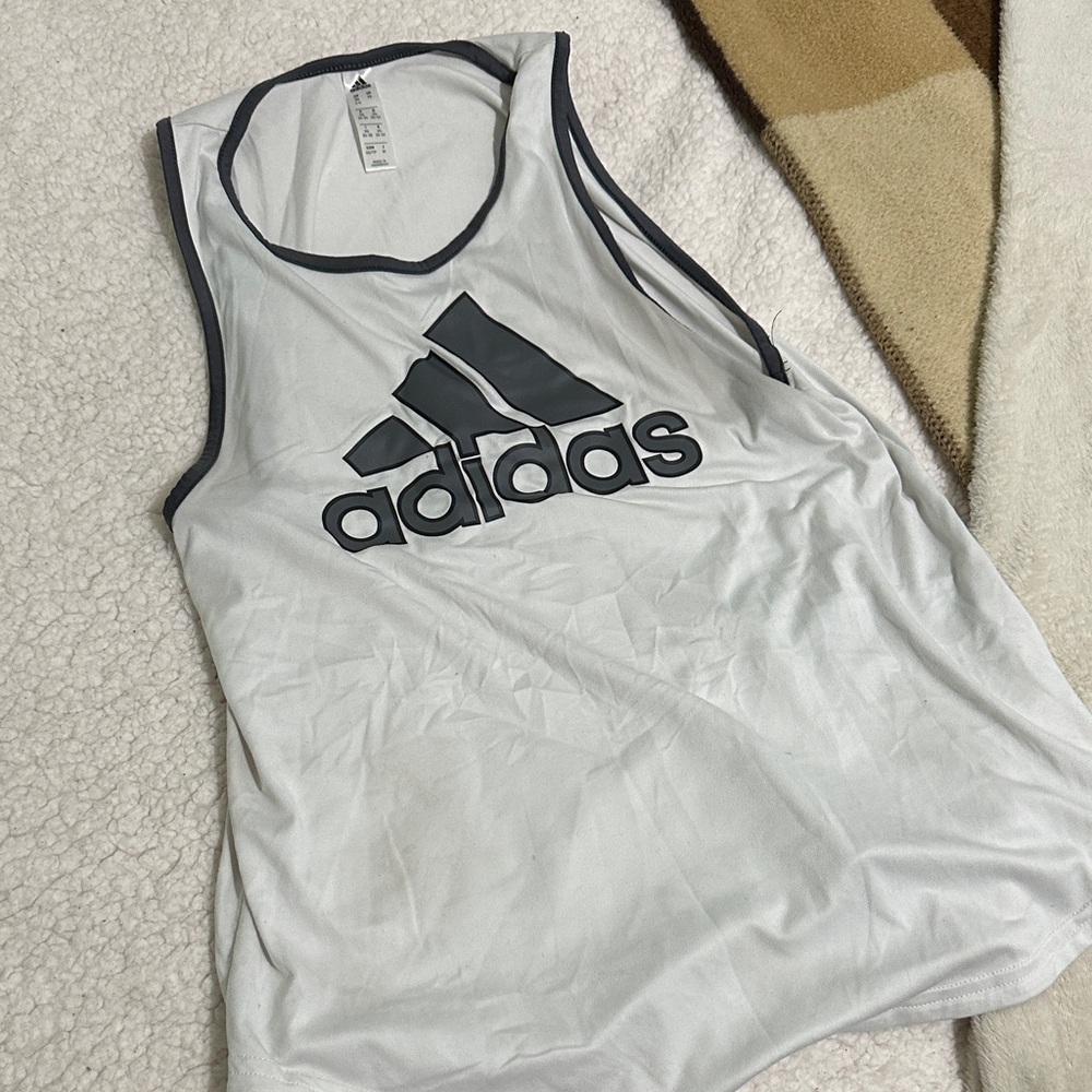 Adidas White Tank Top with Black Logo